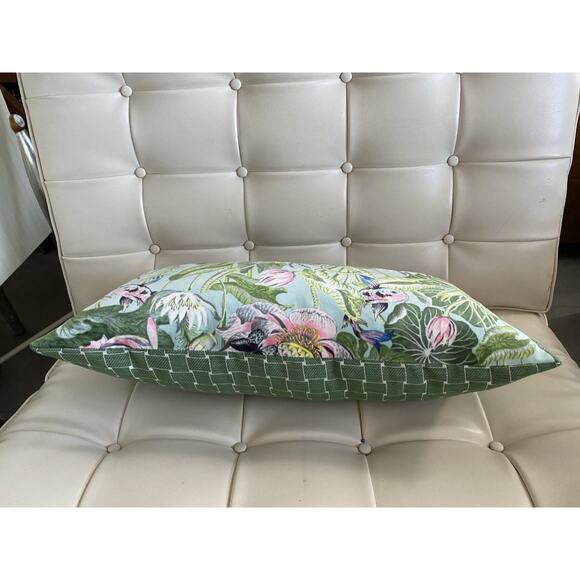 Kravet Lumbar Fiberfill Pillow "Waterlily Velvet" 2 Looks 1 Pillow 11"x24" - Picture 5 of 5